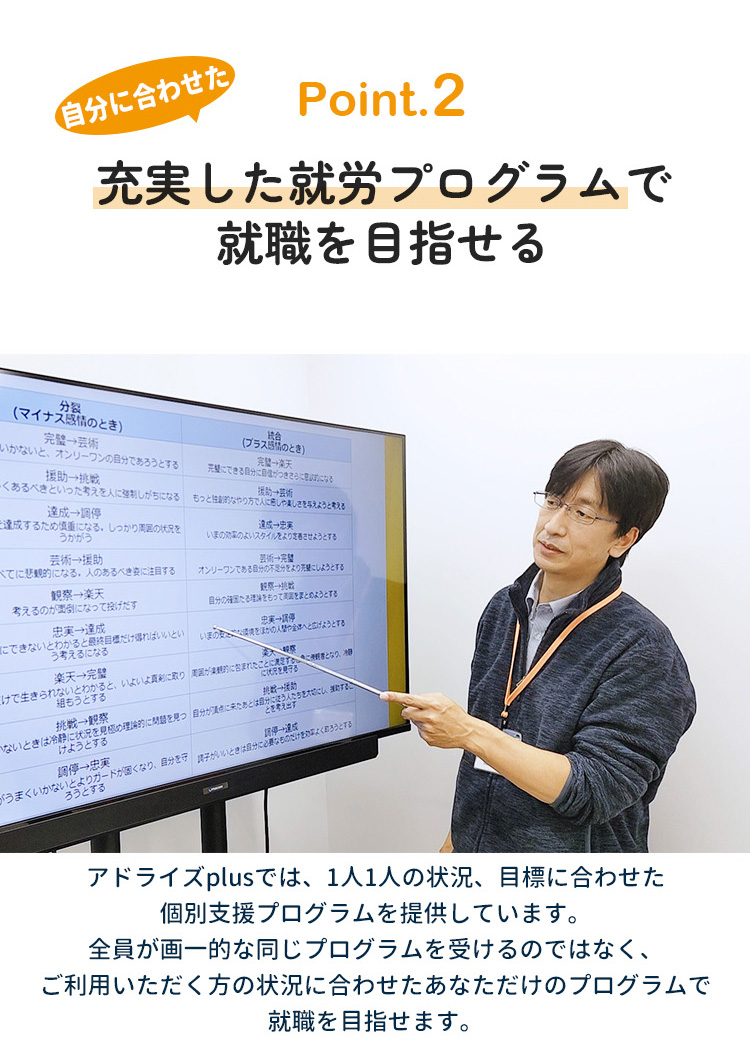 充実した就労プログラムで就職を目指せる